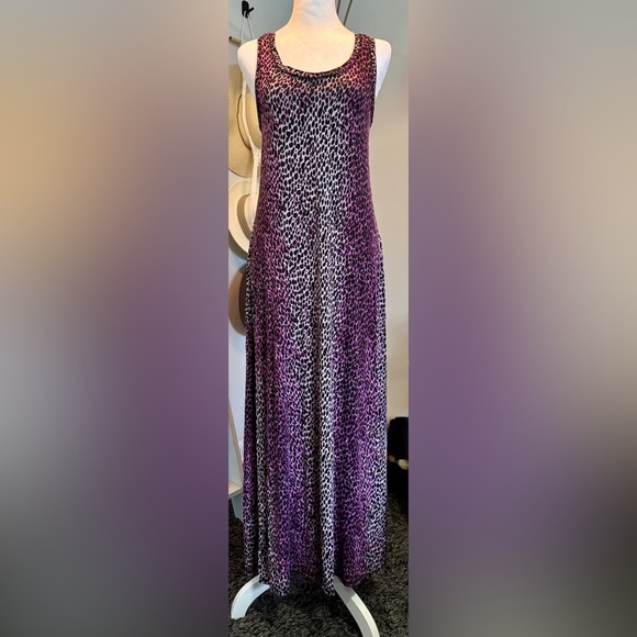 Rachel Rachel Roy-Size M Purple Animal Print Scoop Neck Maxi Dress - Picture 2 of 7